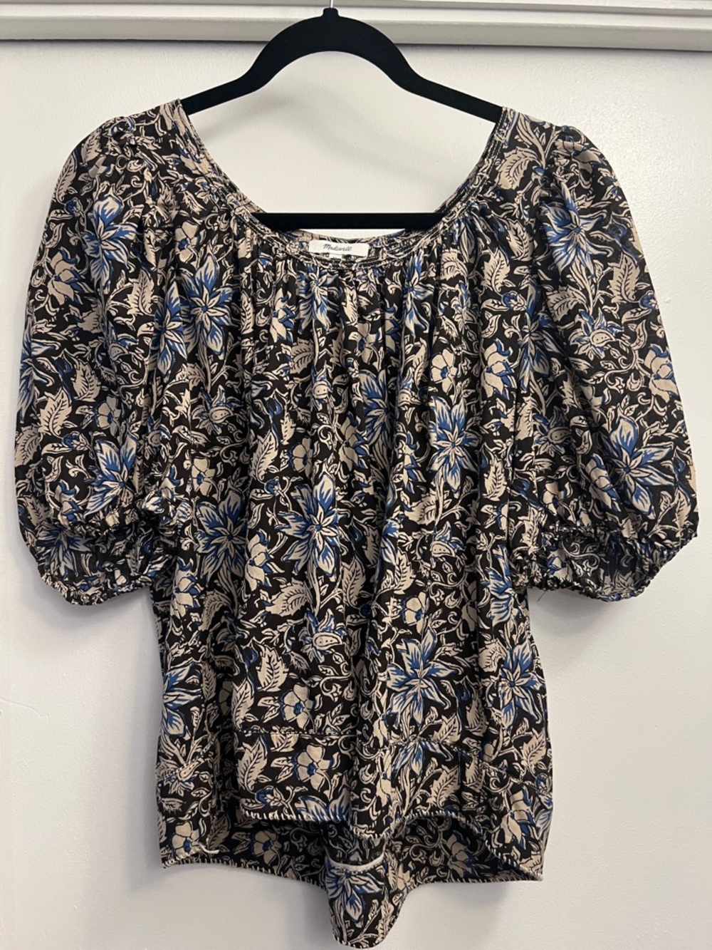 Madewell Puff Sleeve Scoopneck Top Size XL